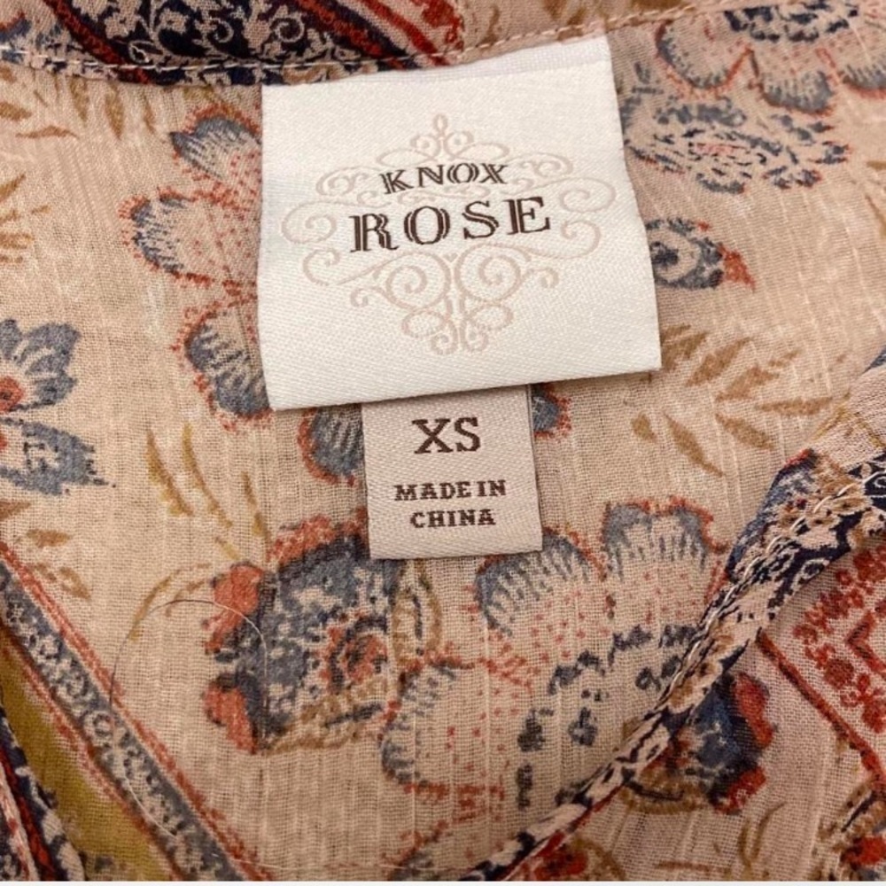 3/$20 Knox Rose Flowy Floral Boho Babydoll Blouse, Long Sleeve, Fall, Women’s XS - Picture 2 of 6